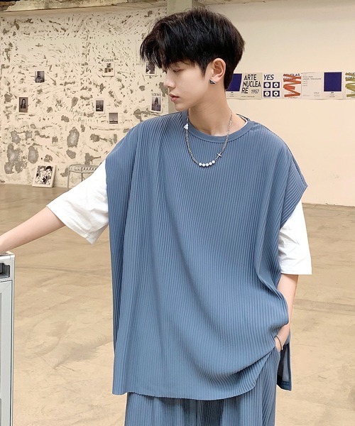 neos（ネオス）の「【neos -addictive design-】ビッグシルエット プリーツ ドロップショルダー ベスト（ベスト・メンズ・ブラック/グレー/ブルー/グレイッシュベージュ・MEDIUM/LARGE）」の18枚目の写真