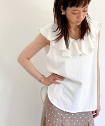 ottilie（オティーリエ）の「フリルカラーノースリーブカットプルオーバー（Tシャツ/カットソー）」