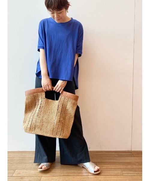 BEARDSLEY(ビアズリー)の「ボックスTシャツ(Tシャツ/カットソー・レディース・ライトグレー/ブルー・FREE)」の16枚目の写真