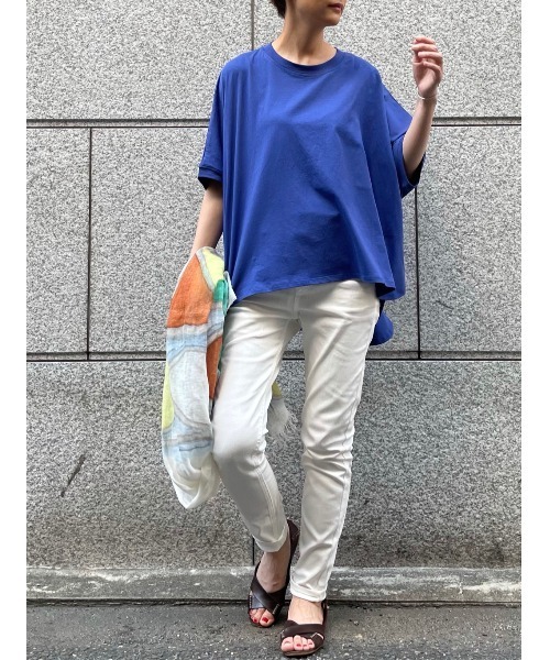 BEARDSLEY(ビアズリー)の「ボックスTシャツ(Tシャツ/カットソー・レディース・ライトグレー/ブルー・FREE)」の7枚目の写真