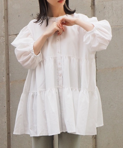 tiptop（ティップトップ）の「カギ針ビスチェ×ブラウスセット（シャツ/ブラウス・レディース・ブラック/オフホワイト/ブルー・FREE）」の16枚目の写真