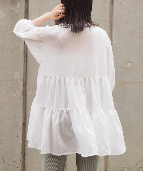 tiptop（ティップトップ）の「カギ針ビスチェ×ブラウスセット（シャツ/ブラウス・レディース・ブラック/オフホワイト/ブルー・FREE）」の8枚目の写真