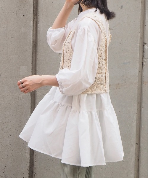 tiptop（ティップトップ）の「カギ針ビスチェ×ブラウスセット（シャツ/ブラウス・レディース・ブラック/オフホワイト/ブルー・FREE）」の20枚目の写真