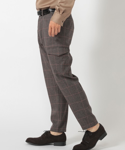 UNION STATION（ユニオンステーション）の「ウールタッチポリカーゴスラックス（カーゴパンツ・メンズ・ブラック/ベージュ/チェック・S/M/L）」の22枚目の写真