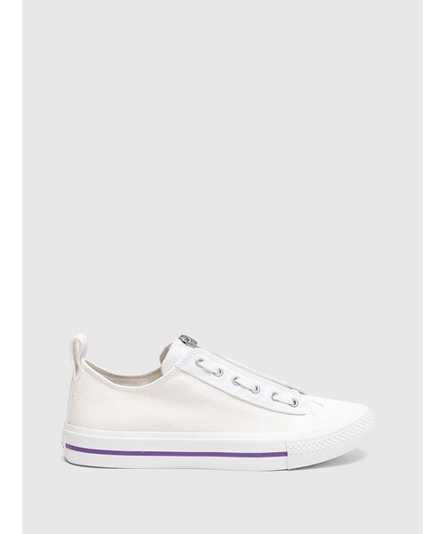 DIESEL(ディーゼル)の「レディース MIXマテリアル ZIP ローカットスニーカー(スニーカー・レディース・ホワイト・38/39/35/36/37)」の6枚目の写真