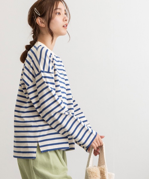 POU DOU DOU（プードゥドゥ）の「USコットンワイドロンTee（Tシャツ/カットソー・レディース・ブラック/スミクロ/オフホワイト/ブルー・3）」の6枚目の写真