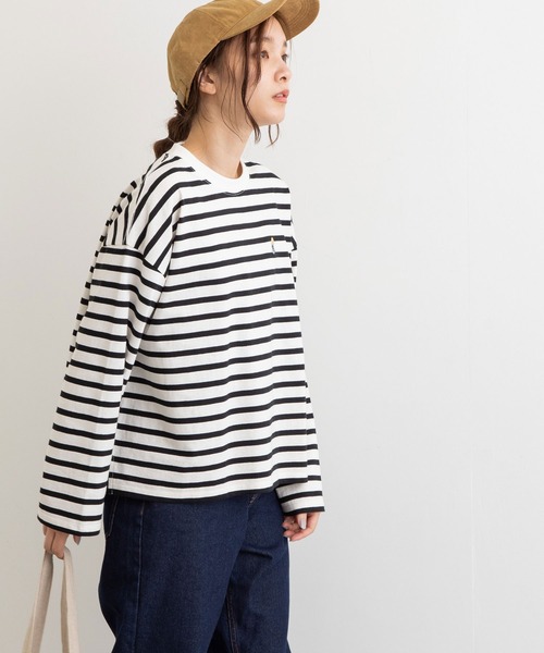 POU DOU DOU（プードゥドゥ）の「USコットンワイドロンTee（Tシャツ/カットソー・レディース・ブラック/スミクロ/オフホワイト/ブルー・3）」の20枚目の写真