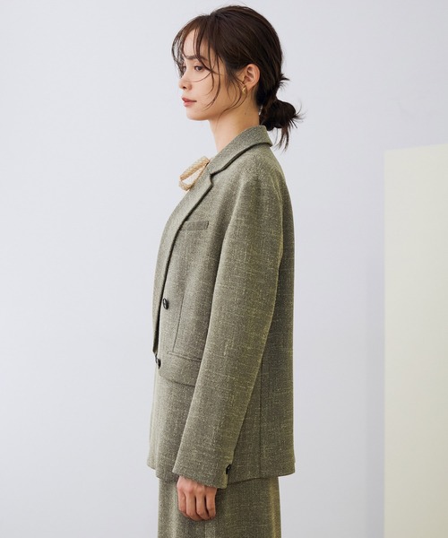 ROPE'（ロペ）の「【セットアップ対応】ネップツイードダブルブレストジャケット（テーラードジャケット・レディース・ダークブラウン・38）」の6枚目の写真