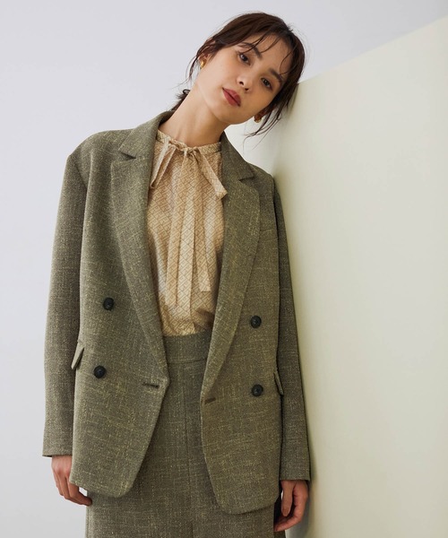 ROPE'（ロペ）の「【セットアップ対応】ネップツイードダブルブレストジャケット（テーラードジャケット・レディース・ダークブラウン・38）」の8枚目の写真