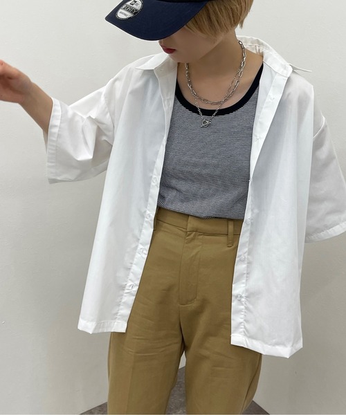 apres jour mignon（アプレジュールミニョン）の「ルーズゆるシャツ【ZOZOTOWN限定アイテム】（シャツ/ブラウス・レディース・イエロー系その他/オフホワイト/サックスブルー/その他・フリー/X-LARGE）」の5枚目の写真