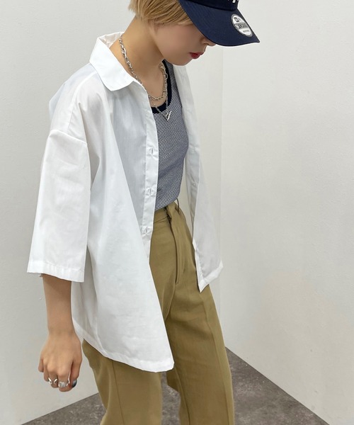 apres jour mignon（アプレジュールミニョン）の「ルーズゆるシャツ【ZOZOTOWN限定アイテム】（シャツ/ブラウス・レディース・イエロー系その他/オフホワイト/サックスブルー/その他・フリー/X-LARGE）」の7枚目の写真