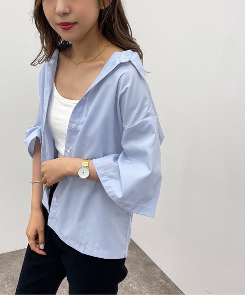 apres jour mignon（アプレジュールミニョン）の「ルーズゆるシャツ【ZOZOTOWN限定アイテム】（シャツ/ブラウス・レディース・イエロー系その他/オフホワイト/サックスブルー/その他・フリー/X-LARGE）」の13枚目の写真