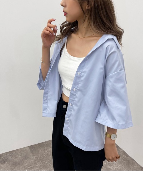 apres jour mignon（アプレジュールミニョン）の「ルーズゆるシャツ【ZOZOTOWN限定アイテム】（シャツ/ブラウス・レディース・イエロー系その他/オフホワイト/サックスブルー/その他・フリー/X-LARGE）」の14枚目の写真