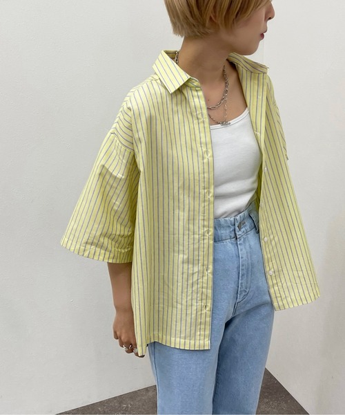 apres jour mignon（アプレジュールミニョン）の「ルーズゆるシャツ【ZOZOTOWN限定アイテム】（シャツ/ブラウス・レディース・イエロー系その他/オフホワイト/サックスブルー/その他・フリー/X-LARGE）」の20枚目の写真