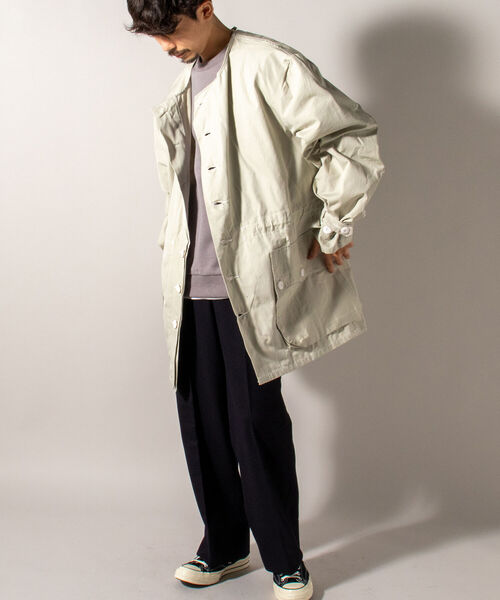 GLOSTER（グロスター）の「【BLAW×GLOSTER】リメイク ミリタリーノーカラースノーコート（ノーカラーコート・メンズ・ライトグレー・MEDIUM）」の9枚目の写真