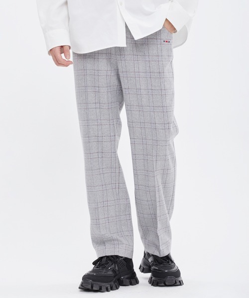 ROMANTIC CROWN(ロマンティッククラウン)の「【ROMANTIC CROWN】GRID CHECK PANTS / ロマンティッククラウン グリッド チェック パンツ / セットアップ対応(その他パンツ・メンズ・チャコールグレー/グレー・SMALL/MEDIUM/LARGE/X-LARGE)」の1枚目の写真