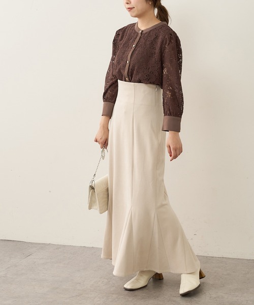 natural couture（ナチュラルクチュール）の「【WEB限定カラー有り】前後2WAYバンドカラーブラウス（シャツ/ブラウス・レディース・アイボリー/ブラウン/サックスブルー/オフホワイト/ミント・FREE）」の8枚目の写真