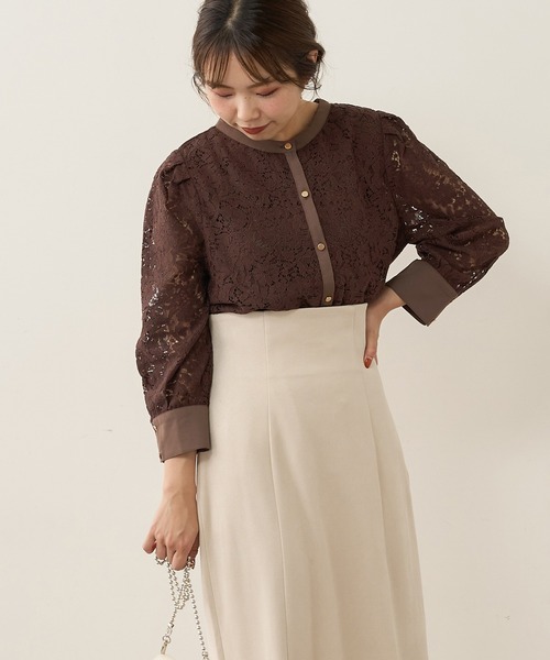 natural couture（ナチュラルクチュール）の「【WEB限定カラー有り】前後2WAYバンドカラーブラウス（シャツ/ブラウス・レディース・アイボリー/ブラウン/サックスブルー/オフホワイト/ミント・FREE）」の9枚目の写真
