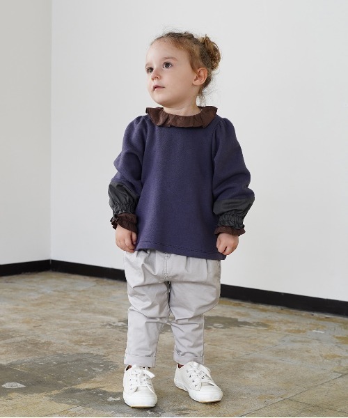 quoti use fith（クゥオティ　ユース　フィス）の「裏毛 長袖 フレアスウェット（スウェット・キッズ・ホワイト/ネイビー/オレンジ・80/90/100/110/120/130）」の11枚目の写真