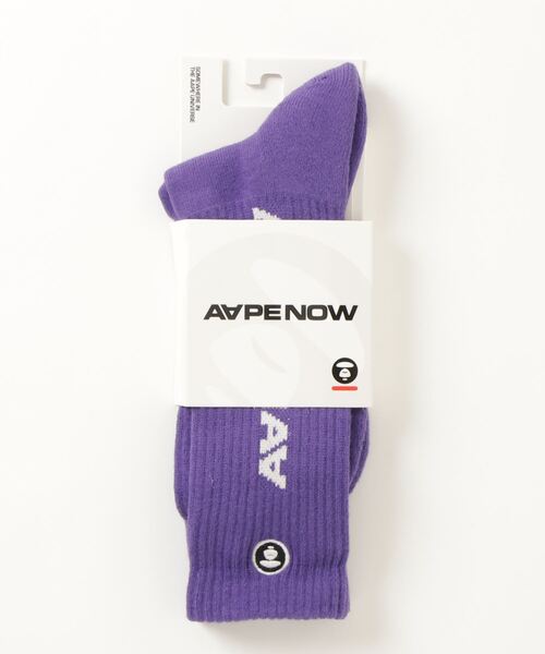 AAPE BY A BATHING APE(エーエイプバイアベイシングエイプ)の「AAPE NOW SOCKS L(ソックス/靴下・メンズ・ブラウン系その他2/ブラック/アイボリー/パープル系その他2・LARGE/SMALL)」の4枚目の写真