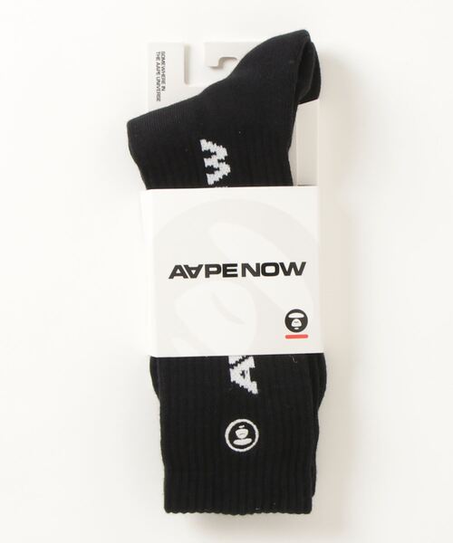 AAPE BY A BATHING APE(エーエイプバイアベイシングエイプ)の「AAPE NOW SOCKS L(ソックス/靴下・メンズ・ブラウン系その他2/ブラック/アイボリー/パープル系その他2・LARGE/SMALL)」の2枚目の写真