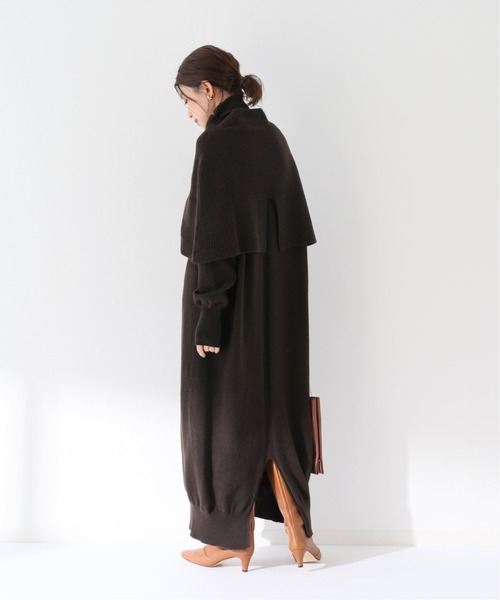 美品⁑スピックアンドスパン　カシミヤ混　フーディニットロングワンピース　ネイビー 美品⁑スピックアンドスパン カシミヤ混 フーディニットロング