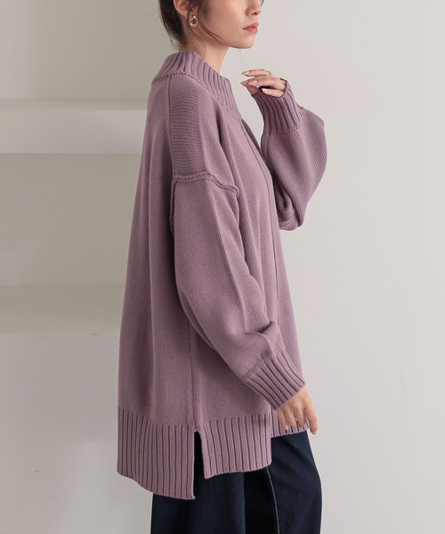 osharewalker(オシャレウォーカー)の「『ハイネックアウトリンキングニット』(ニット/セーター・レディース・ナチュラル/ブルーグリーン/レッド/グレー/ブラック/ラベンダー/ライトグリーン/オレンジ/チャコール・FREE)」の7枚目の写真