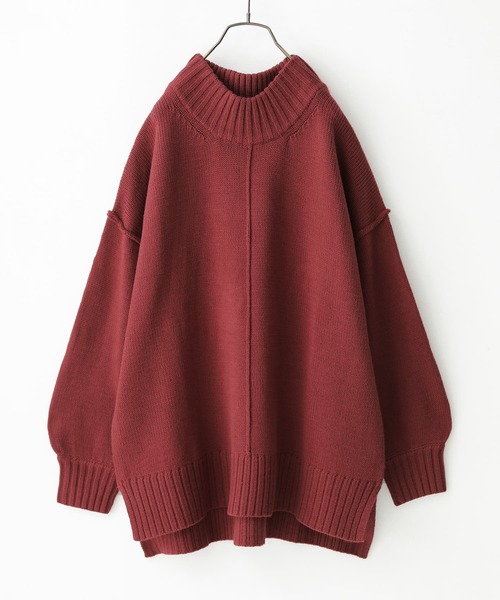 osharewalker(オシャレウォーカー)の「『ハイネックアウトリンキングニット』(ニット/セーター・レディース・ナチュラル/ブルーグリーン/レッド/グレー/ブラック/ラベンダー/ライトグリーン/オレンジ/チャコール・FREE)」の8枚目の写真