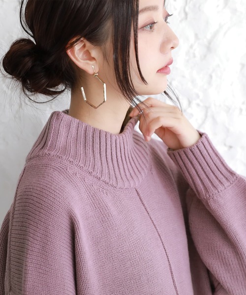 osharewalker(オシャレウォーカー)の「『ハイネックアウトリンキングニット』(ニット/セーター・レディース・ナチュラル/ブルーグリーン/レッド/グレー/ブラック/ラベンダー/ライトグリーン/オレンジ/チャコール・FREE)」の13枚目の写真