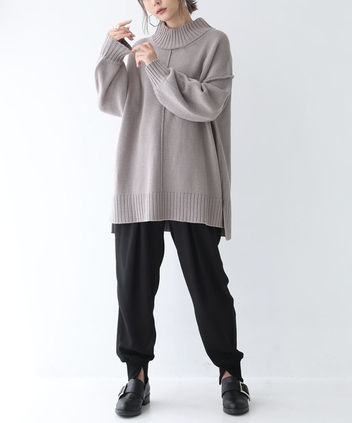 osharewalker(オシャレウォーカー)の「『ハイネックアウトリンキングニット』(ニット/セーター・レディース・ナチュラル/ブルーグリーン/レッド/グレー/ブラック/ラベンダー/ライトグリーン/オレンジ/チャコール・FREE)」の20枚目の写真