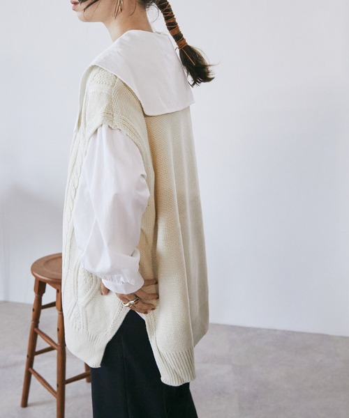 toucher du brise（トゥシェドブリーズ）の「ビックカラーオーバーサイズブラウス（シャツ/ブラウス・レディース・ベージュ/ブラック/ホワイト・M）」の13枚目の写真