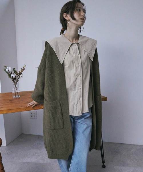 toucher du brise（トゥシェドブリーズ）の「ビックカラーオーバーサイズブラウス（シャツ/ブラウス・レディース・ベージュ/ブラック/ホワイト・M）」の7枚目の写真