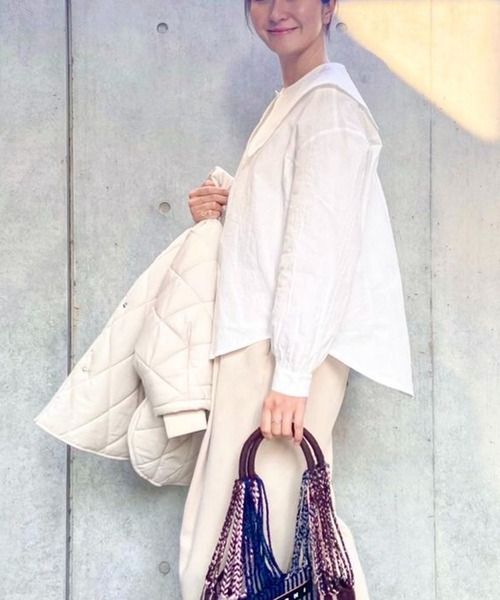 toucher du brise（トゥシェドブリーズ）の「ビックカラーオーバーサイズブラウス（シャツ/ブラウス・レディース・ベージュ/ブラック/ホワイト・M）」の19枚目の写真