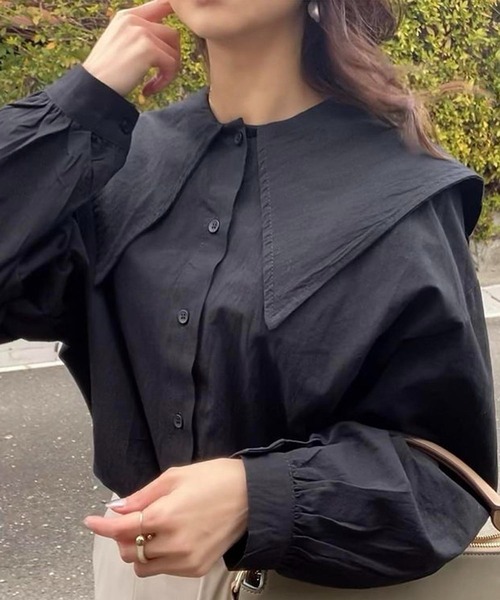 toucher du brise（トゥシェドブリーズ）の「ビックカラーオーバーサイズブラウス（シャツ/ブラウス・レディース・ベージュ/ブラック/ホワイト・M）」の21枚目の写真