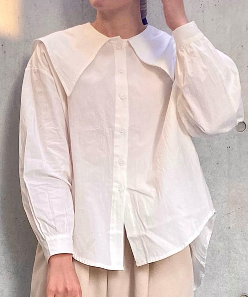 toucher du brise（トゥシェドブリーズ）の「ビックカラーオーバーサイズブラウス（シャツ/ブラウス・レディース・ベージュ/ブラック/ホワイト・M）」の18枚目の写真