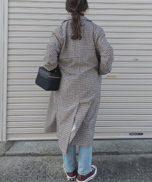 Re:EDIT(リエディ)の「チェック柄ウールタッチステンカラーコート(ステンカラーコート・レディース・ベージュ/ブラウン・LARGE/SHORT/MEDIUM)」の11枚目の写真