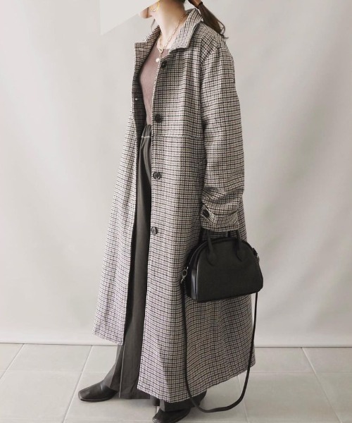 Re:EDIT(リエディ)の「チェック柄ウールタッチステンカラーコート(ステンカラーコート・レディース・ベージュ/ブラウン・LARGE/SHORT/MEDIUM)」の17枚目の写真