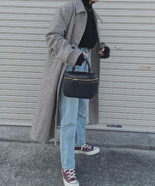 Re:EDIT(リエディ)の「チェック柄ウールタッチステンカラーコート(ステンカラーコート・レディース・ベージュ/ブラウン・LARGE/SHORT/MEDIUM)」の10枚目の写真