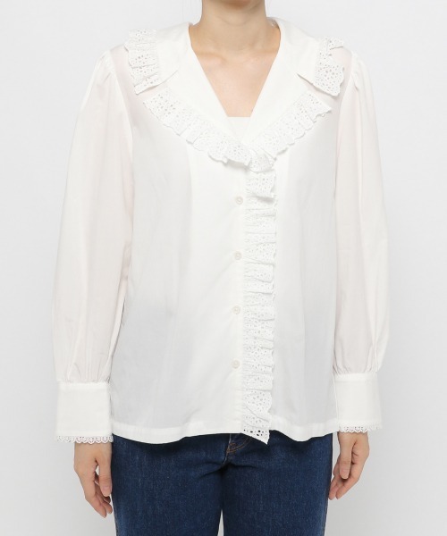 yuw(ユウ)の「LACE FRILL BLOUSE 237025(シャツ/ブラウス・レディース・ホワイト/ブラック・FREE)」の17枚目の写真