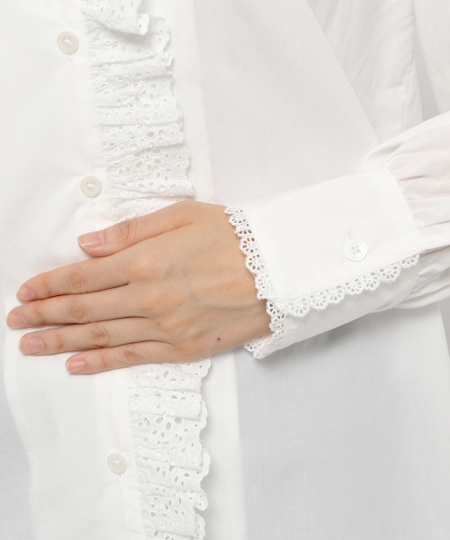 yuw(ユウ)の「LACE FRILL BLOUSE 237025(シャツ/ブラウス・レディース・ホワイト/ブラック・FREE)」の9枚目の写真
