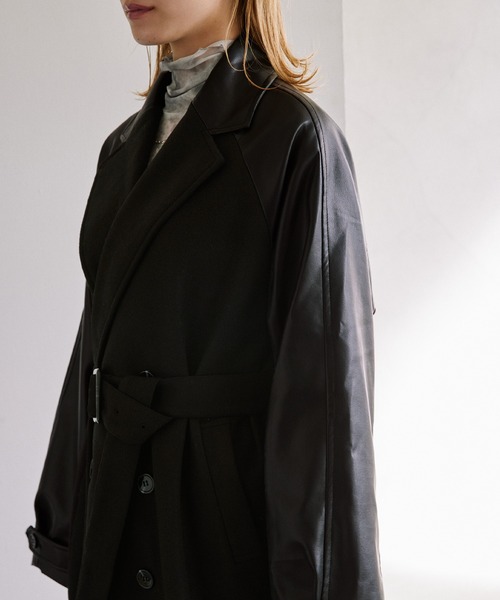 byYOUANCE（バイユアンス）の「マルチマテリアルダブルロングコート（その他アウター・レディース・ブラック・FREE）」の14枚目の写真