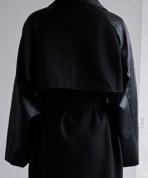 byYOUANCE（バイユアンス）の「マルチマテリアルダブルロングコート（その他アウター・レディース・ブラック・FREE）」の15枚目の写真
