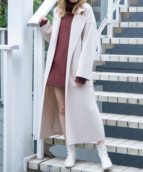 WEGO（ウィゴー）の「WEGO/【ZOZOTOWN＆一部店限定】テーラードフェイクウールコート（ステンカラーコート・レディース・アイボリー/ベージュ/ブルー・FREE）」の2枚目の写真