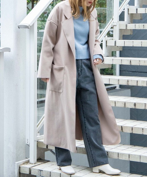 WEGO（ウィゴー）の「WEGO/【ZOZOTOWN＆一部店限定】テーラードフェイクウールコート（ステンカラーコート・レディース・アイボリー/ベージュ/ブルー・FREE）」の15枚目の写真