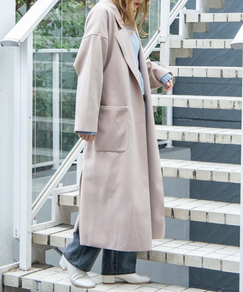 WEGO（ウィゴー）の「WEGO/【ZOZOTOWN＆一部店限定】テーラードフェイクウールコート（ステンカラーコート・レディース・アイボリー/ベージュ/ブルー・FREE）」の16枚目の写真