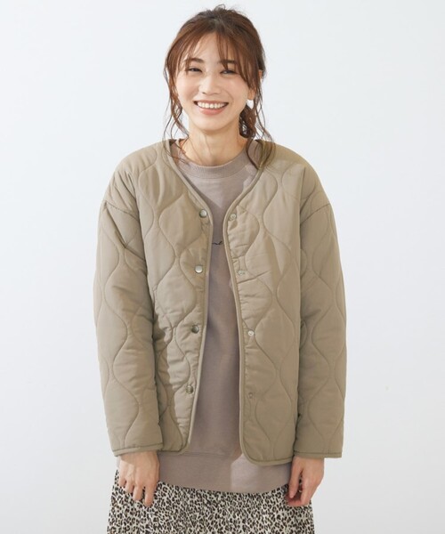 SHOO・LA・RUE(シューラルー)の「◆【M-3L】中綿キルトブルゾン(その他アウター・レディース・ブラック/カーキ/サンドベージュ・02/03/04/05)」の3枚目の写真