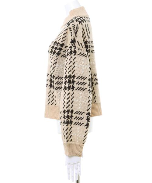 INGNI（イング）の「BIGチェックモックネックニット（ニット/セーター・レディース・ブラック/ベージュ/アイボリー・M）」の5枚目の写真
