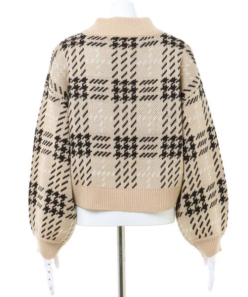 INGNI（イング）の「BIGチェックモックネックニット（ニット/セーター・レディース・ブラック/ベージュ/アイボリー・M）」の6枚目の写真