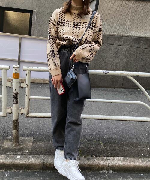 INGNI（イング）の「BIGチェックモックネックニット（ニット/セーター・レディース・ブラック/ベージュ/アイボリー・M）」の14枚目の写真