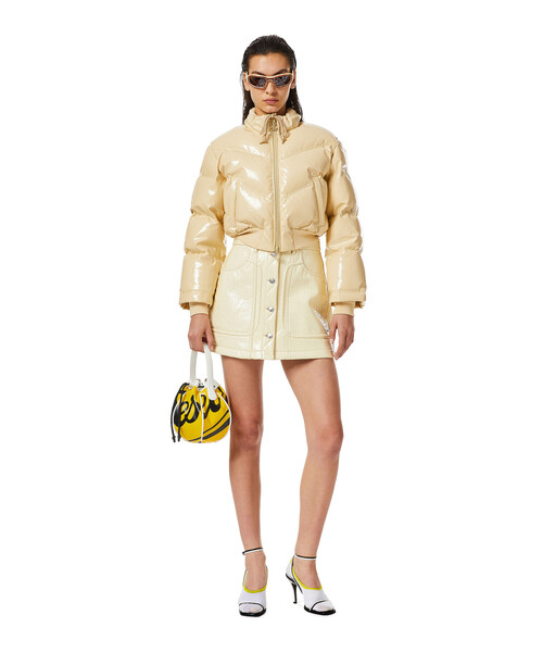 DIESEL（ディーゼル）の「レディース ブルゾン アウター リアルダウン ショート丈 ダブルジップ シャイニー（ダウンジャケット/コート・レディース・ベージュ/ブラウン・SMALL/X-SMALL/LARGE/MEDIUM）」の10枚目の写真